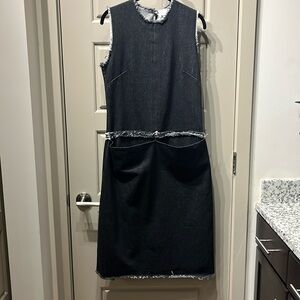 AVN Denim Dress, Sz 40, Pockets Front, Zipper Back, Open Slit Back, Sleeveless